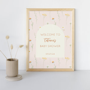 Pequeno sinal de Poster de Chá de fraldas de flor 