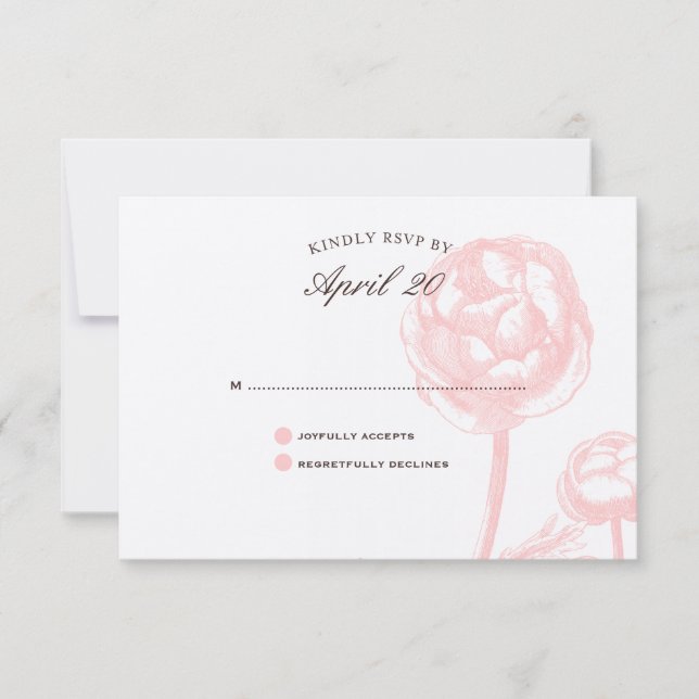 Pequenos Blossomas de Casamento RSVP Rosa (Frente)