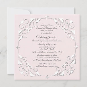 Pequenos Corações Rosa Convite Religioso