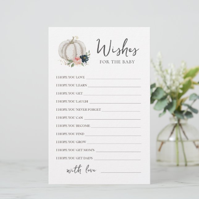 Pequenos desejos editáveis de abóbora para o Chá d (Em pé/Frente)