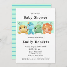 Pequenos Dinossauros Adoráveis Convites Para Bebê