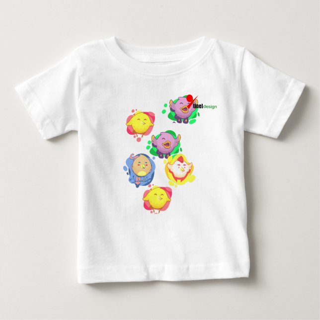 Pequenos Pássaros Bebê T-Shirt (Frente)