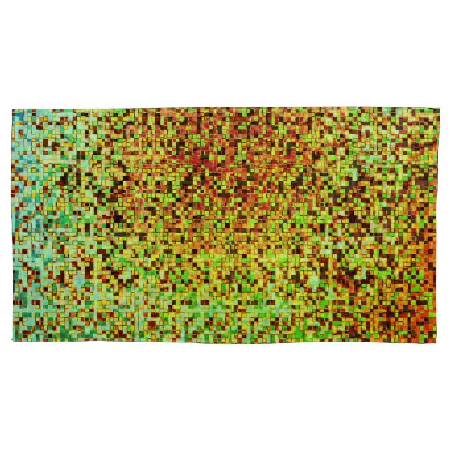 Pequenos quadrados ou azulejo, verdes e laranja, d (Frente-Esquerda)