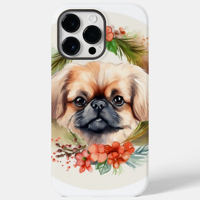 Pequinês Grinalda de Natal Cachorrinho Festivo (Verso)