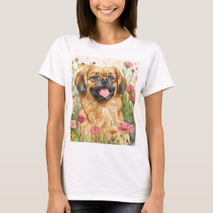 Pequinês Mãe Camiseta – Aquarela