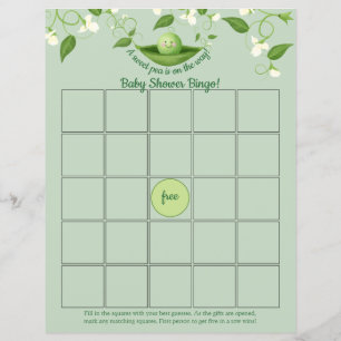 Pera doce num cartão de Chá de fraldas Pod Bingo
