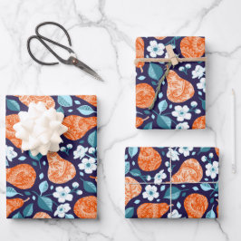 Peras e Blossomas em Laranja e Azul