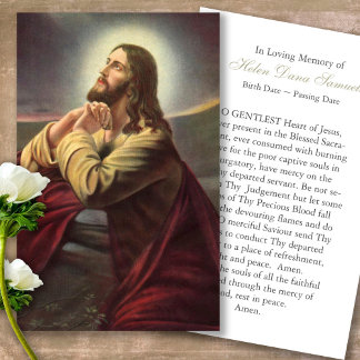 Perda Funeral Jesus Orando Cartões de condolências