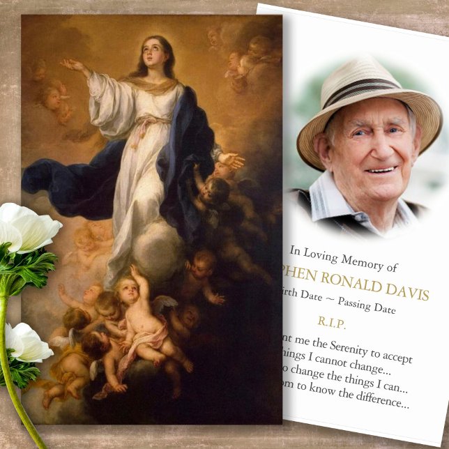 Perda Funeral Pressuposto Mary Cartões de condolên (catholic, religious, celebration of life, in loving memory of, prayer cards for bereavement)