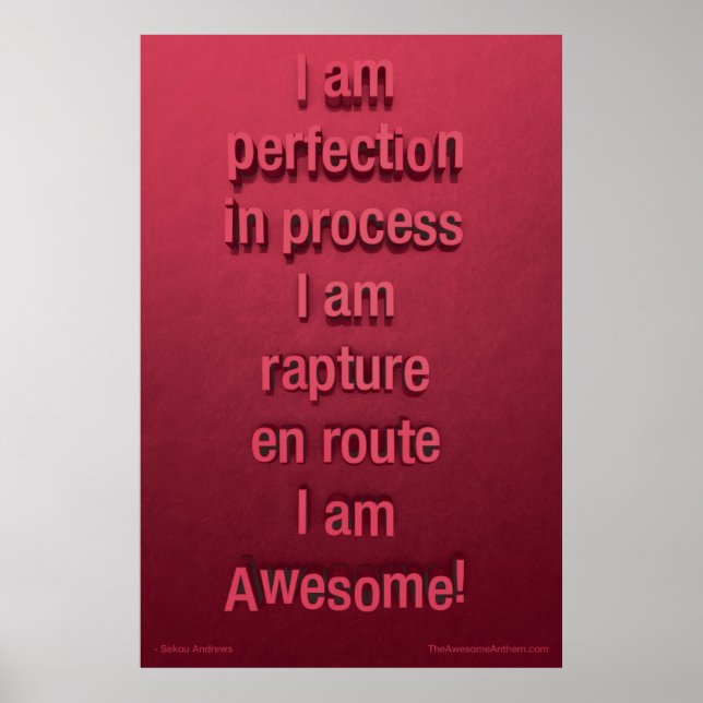 "PERFECÇÃO" Excelente Poster (Confiança) (Frente)