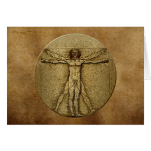 Pergaminho Antiquado e Homem Vitruviano por Cartão