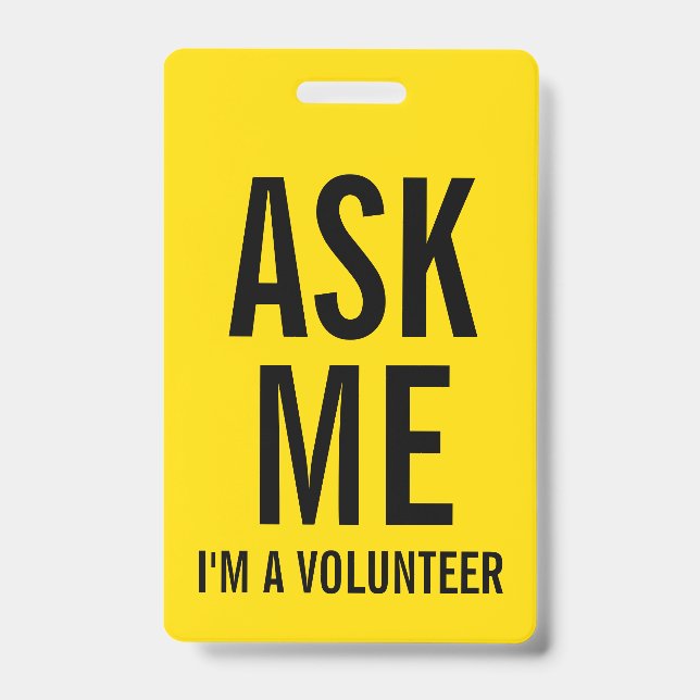 Pergunte-me | Crachá de Voluntário Amarelo (Frente)
