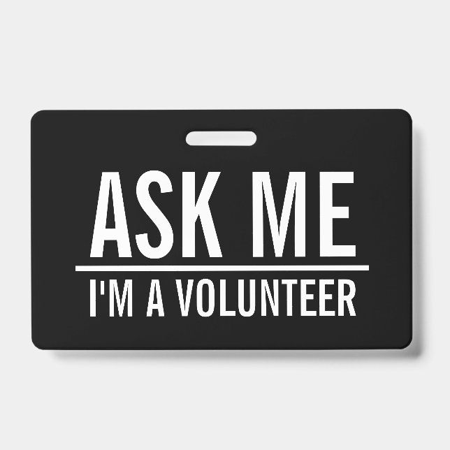 Pergunte-me | Crachá de Voluntário Preto (Frente)