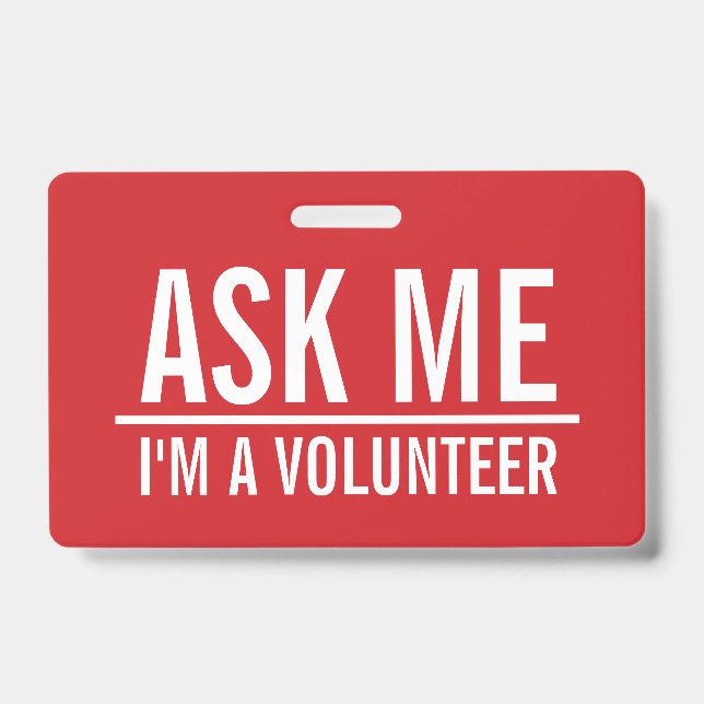Pergunte-me | Crachá de Voluntário Vermelho (Frente)