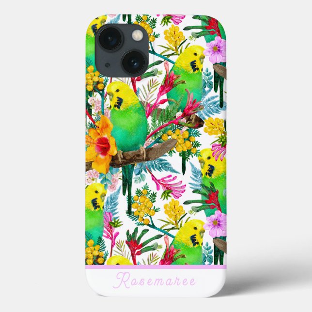 Periquito-australiano personalizável Flor Silvestr (Verso)