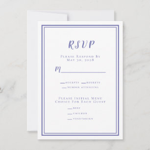Periwinkle Menu RSVP de Casamento Minimalista Mode