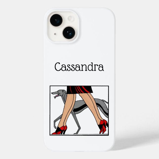Pernas Art Deco Mulheres Greyhound Whippet Cão R (Verso)