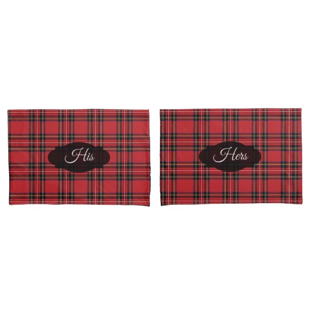 Pernas de Almofada Vermelho Xadrez Tartan para Ele (Frente - conjunto)