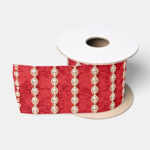 Pérola de aparência de veludo vermelho e branco