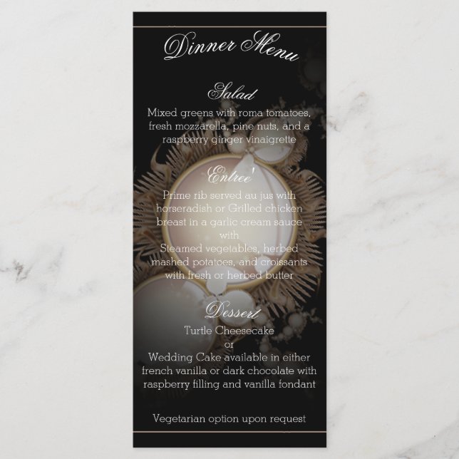 Pérolas bonito no Menu Preto (Frente)