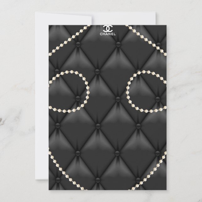  Pérolas de Revestimento Preto Elegante Convite (Frente)