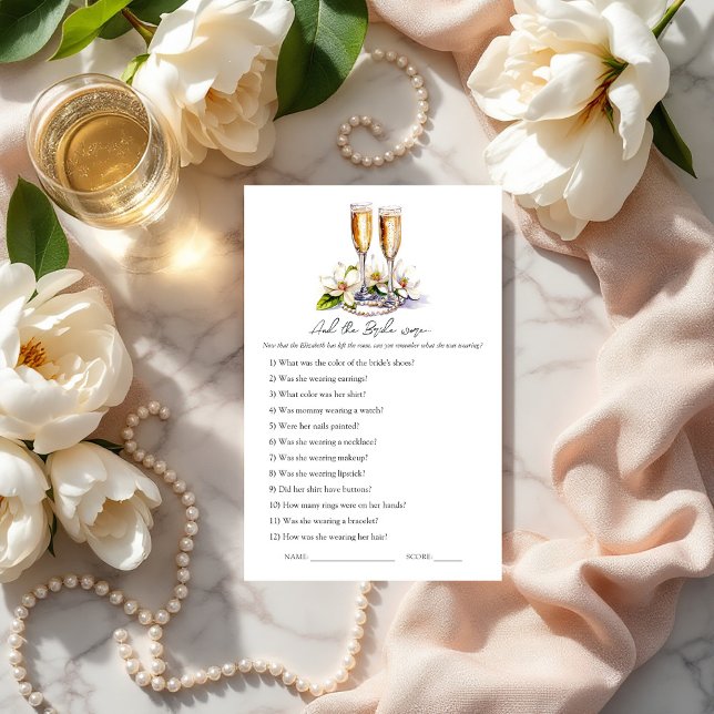 Pérolas e Jogo de Memória do Chá de panela Prosecc (Pearls and Prosecco Bridal Shower Memory Game)
