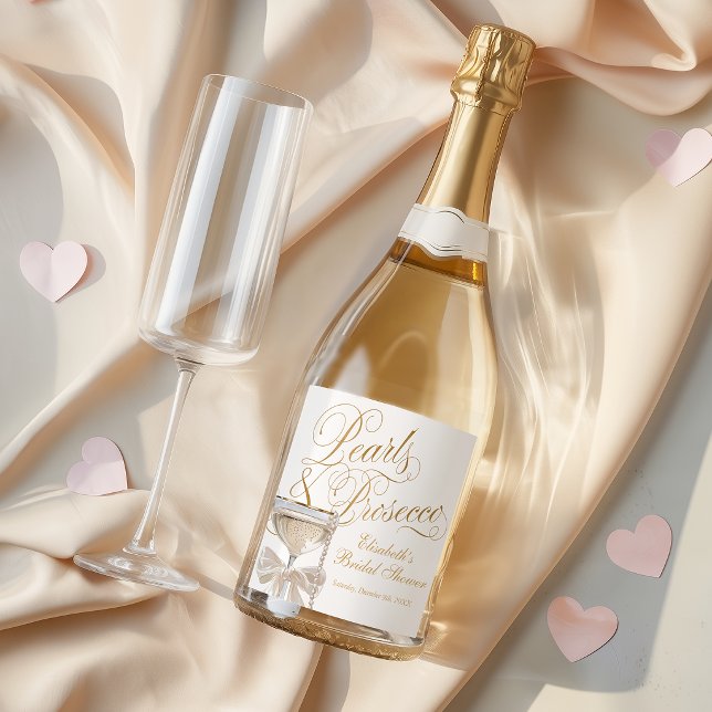 Pérolas e Prosecco Bem-vindos (Pearls and Prosecco Welcome Sparkling Wine Label)