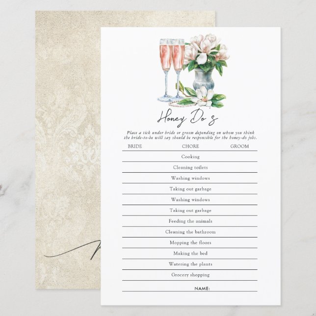 Pérolas e Prosecco - Brincadeira para Chá de Noiva (Frente/Verso)