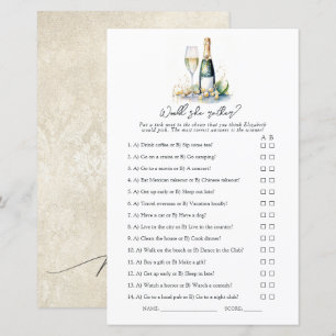 Pérolas e Prosecco: Ela Preferiria? Jogo de Noivad