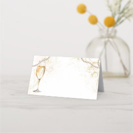 Pérolas e Prosecco Etiqueta de Comida em Branco ou