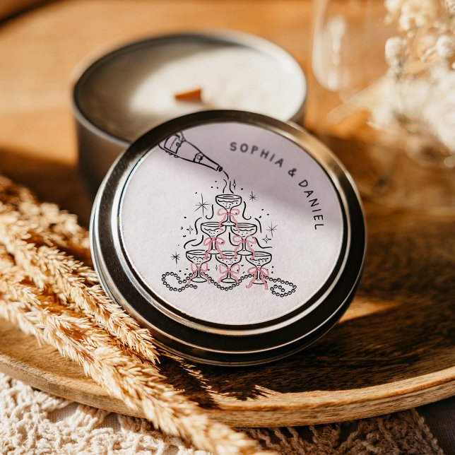 Pérolas e Prosecco para Chá de Noiva Adesivo Redon (Criador carregado)