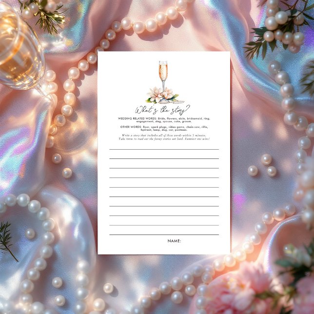 Pérolas e Prosecco Qual é a história? Jogo Bridal (Pearls and Prosecco What’s the Story? Bridal Shower Game)