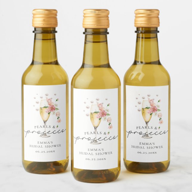 Pérolas Florais e Favor do Chá de panela Prosecco (Garrafas)