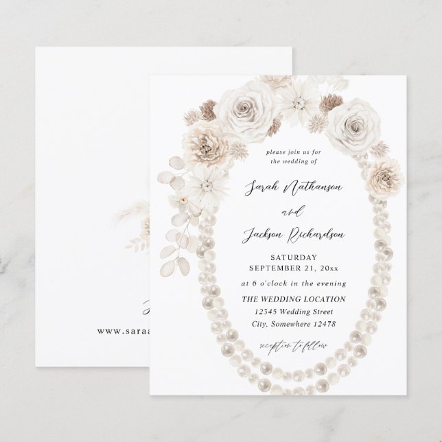 Pérolas Orçamentárias e Casamento Floral Branco (Frente/Verso)