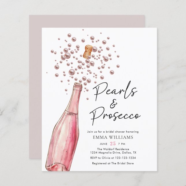 Pérolas Rosa de Orçamento e Chá de panela Prosecco (Frente/Verso)