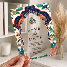 Persa Floral Inlay Casamento Muçulmano Salve a Dat