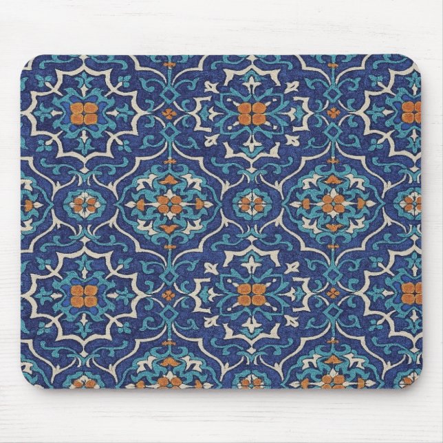 Persian Tile Pattern Mouse Pad – Elegant Blue Geom (Frente)