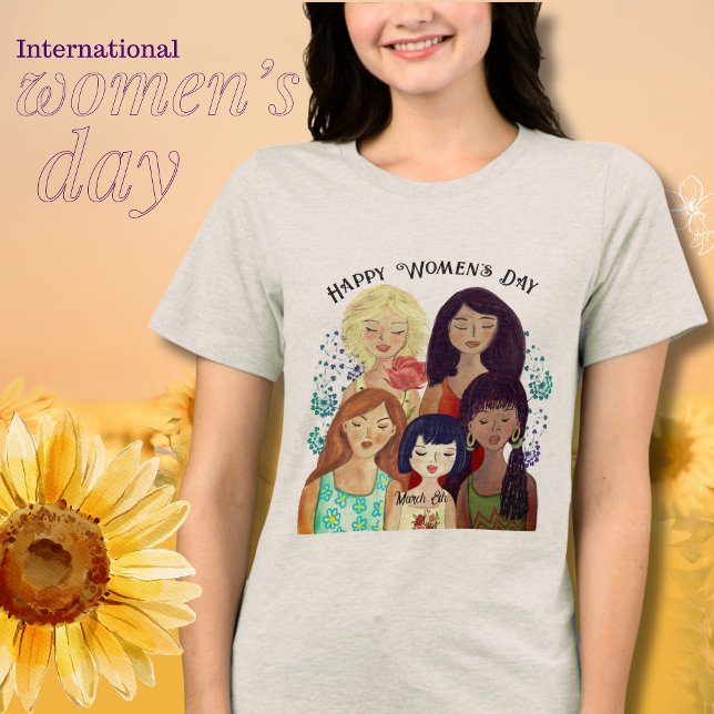 Personagens multi-étnicos de IWD T-Shirt (Multi-ethnic woman characters IWD T-Shirt Tri-Blend Shirt)