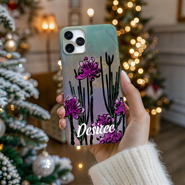 Personailzed Desert Blooms - Artistic Phone Case (Personalize Your Tech! Add a custom name to this artistic Desert Bloom phone case.)