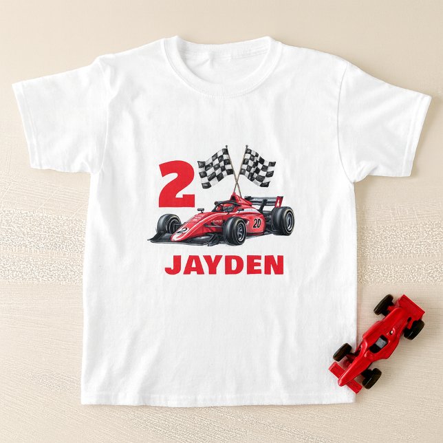 Personalised Boys Racing Birthday T-Shirt (Criador carregado)