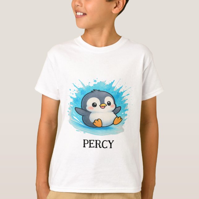 Personalised Cute Animal Tee - Kids T-Shirt Percy  (Frente)