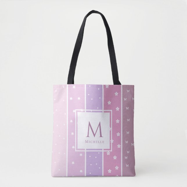 Personalised Name Pink bling cute tote bags (Frente)