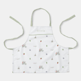 Personalised Spring Mice On A Bike Pattern Apron