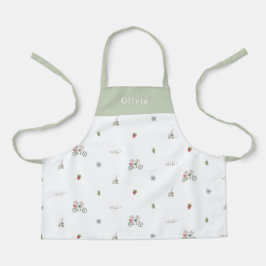 Personalised Spring Mice On A Bike Pattern Apron
