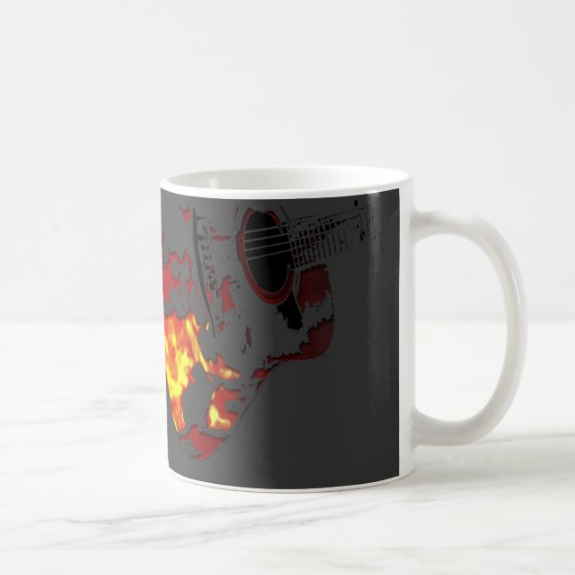 personaliza caneca de café flamejante da guitarra (Direita)