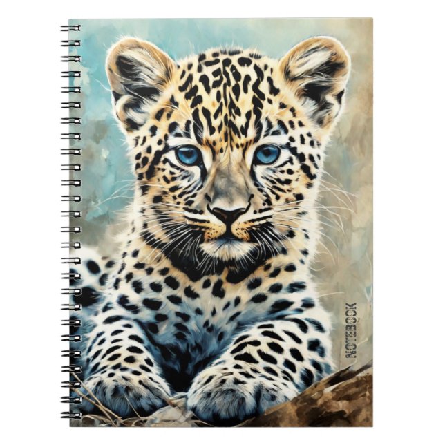 PERSONALIZAÇÃO: Cubo-leopardo-bonito | Caderno (Frente)