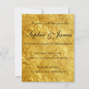 Personalização em ouro de convite para casamento