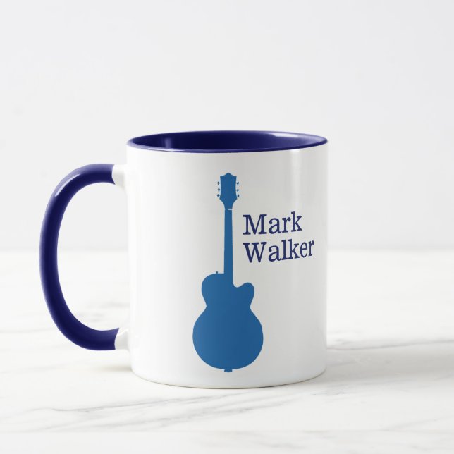 Personalizada caneca de violão azul para o guitarr (Esquerda)