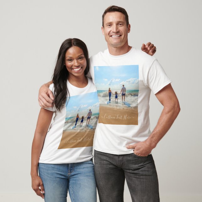 Personalizada sua camisa fotográfica com texto per (Unissex)
