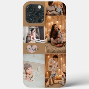 Personalizado 5 Fotos Coração Fofo Script Dourado